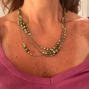 Genuine Silpada green pearl and sterling silver necklace